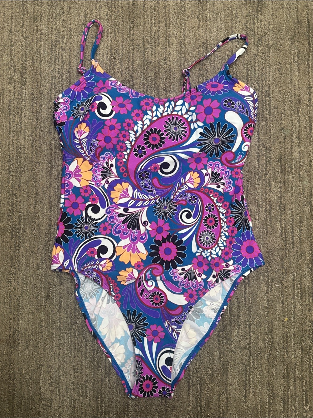 NWT Salt + Cove Girls Purple & Pink Paisley Floral One-Piece Swimsuit
